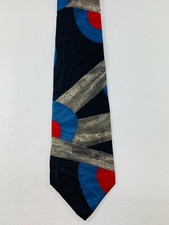 Errenno Milano Men's Patterned Italian Silk Tie Blue/Red/Grey/Black