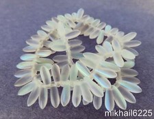 50 3 x 10 mm Czech Glass Dagger Beads: Matte - Crystal AB