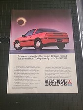 Mitsubishi Eclipse Vintage Print Ad 1990 8x11...