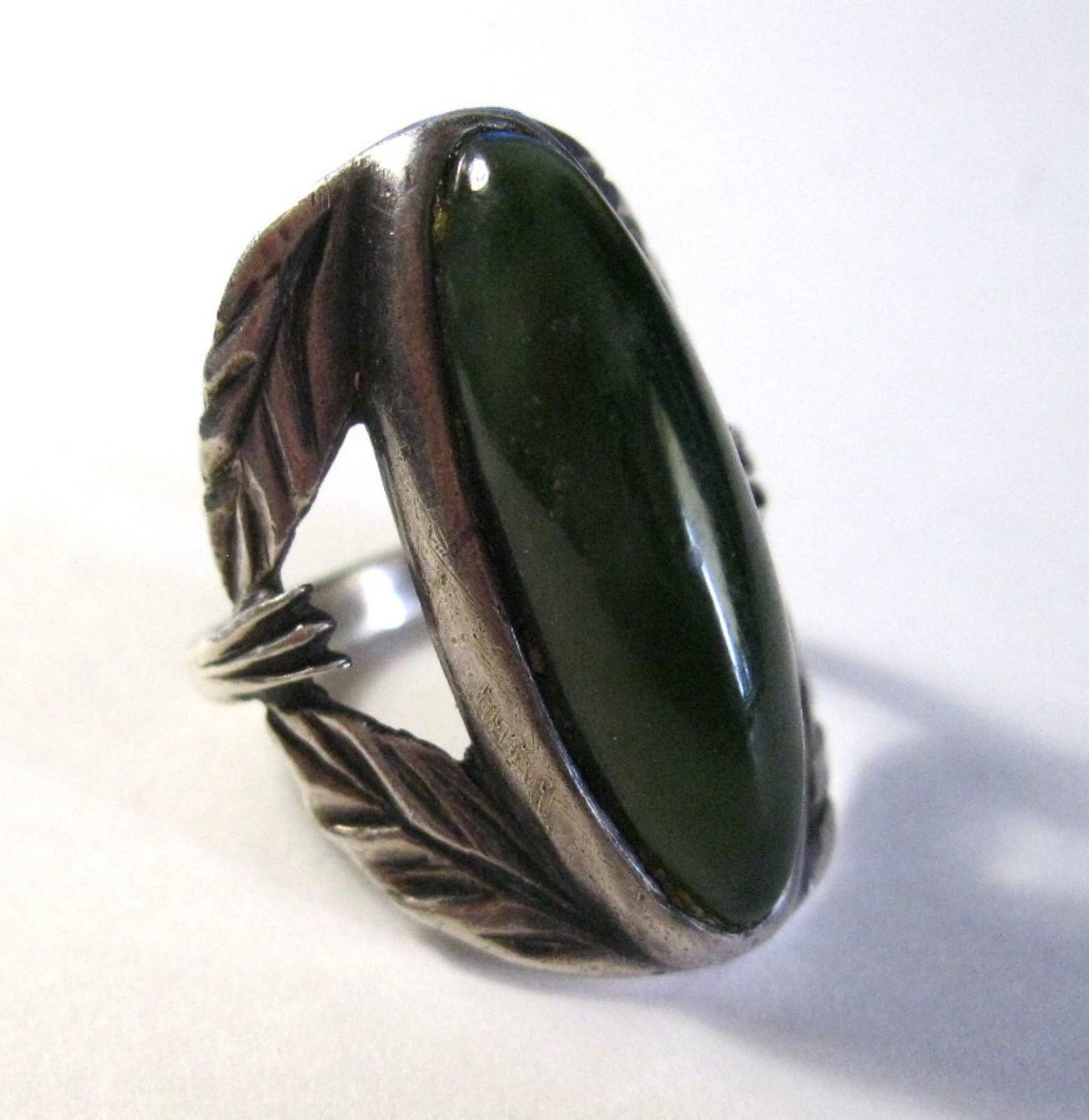 NEPHRITE Elegant stone Soviet Ring Silver 875 USS… - image 4