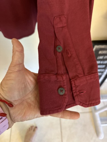 Mododoc Mens Classic-Fit Red Long-Sleeve Button Casual Collar Shirt Size M - Picture 8 of 13