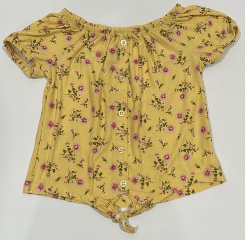 Star Ride Girls Short Sleeve Floral Print Yellow Shirt Blouse Top Size M (5/6) - Picture 7 of 7