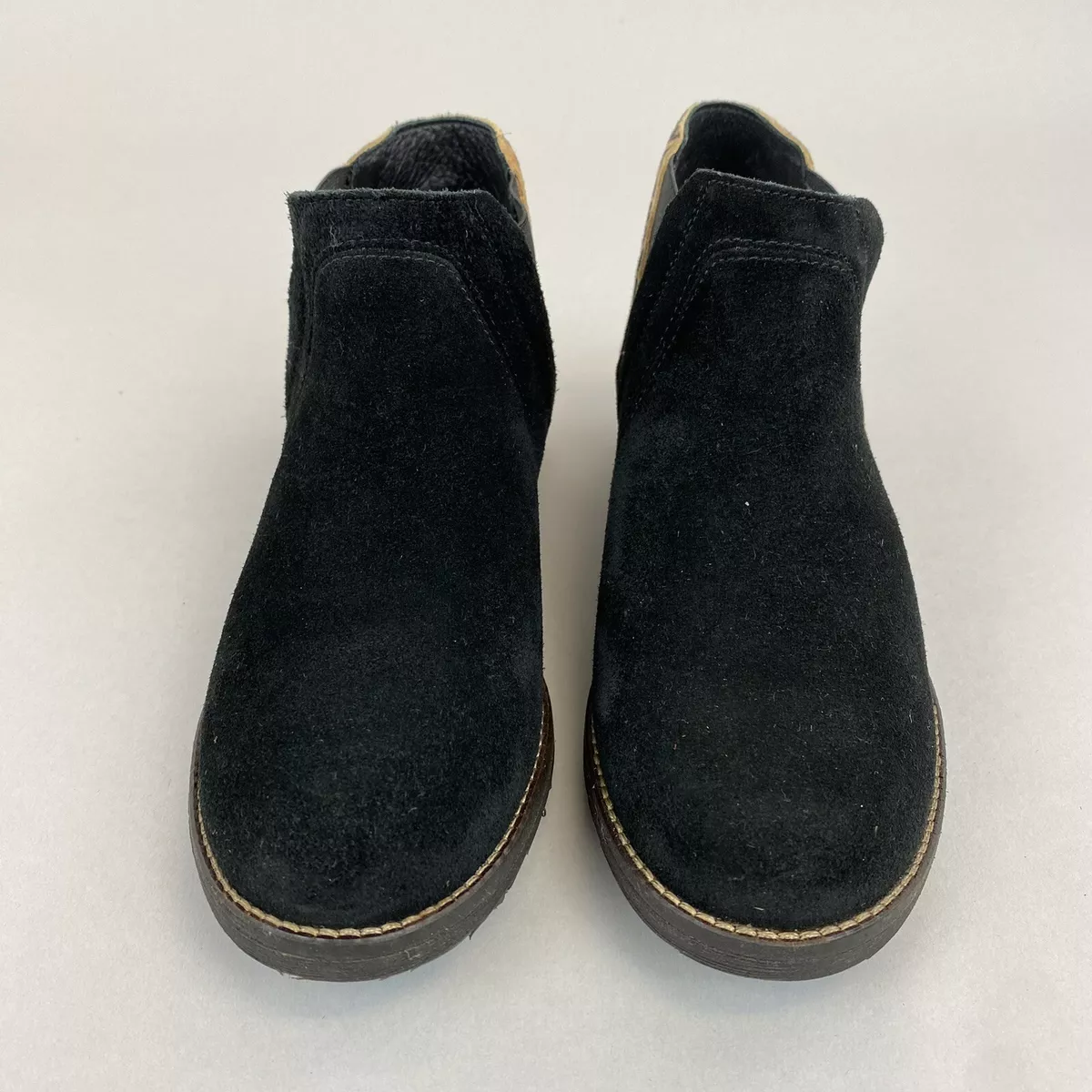 Clarks Demi Beat Black Leather Animal Print Ankle Chelsea Bootie