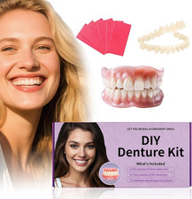 At-Home DIY Denture Kit: Full Set of Upper  Lower False Teeth for DIY Smile