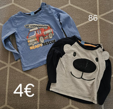 2er-Pack Jungen Langarm T-Shirt Gr. 86 Rundha...
