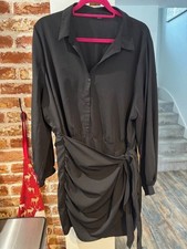 Simply Be Black Wrap Shirt Dress - Size 26