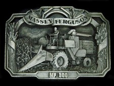 UB01162 NOS VINTAGE 1986 MASSEY FERGUSON MF 300 TRACTOR PEWTER BELT BUCKLE