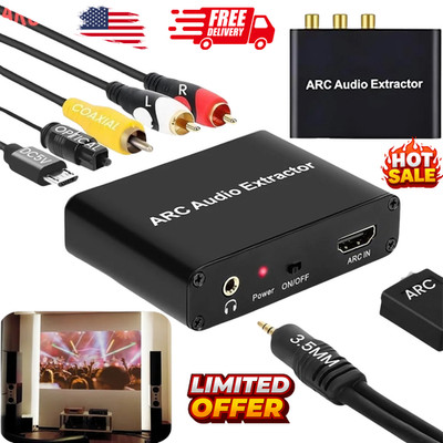 HDMI ARC Adapter 192KHz to ARC Audio Extractor Digital Optical SPDIF Coaxial NEW