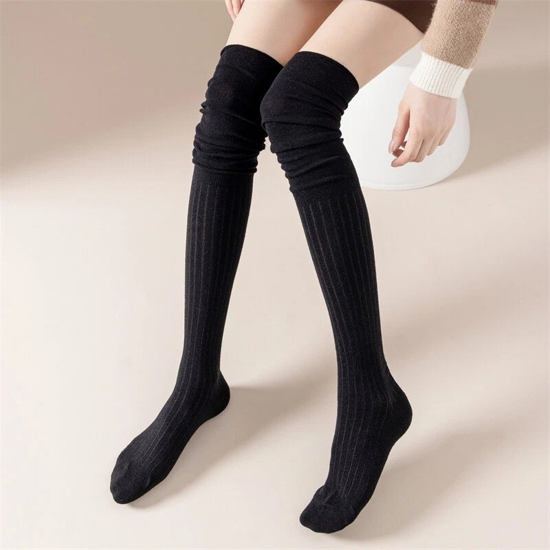 4-PACK SOLID COLOR LONG SLOUCH OVER KNEE HIGH BOOT SOCKS STOCKINGS WINTER TIGHTS