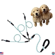 Ultimate Comfort Double Dog Leash - Reflective, 360° Swivel, Tangle-Free for 3