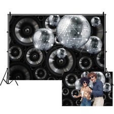 7x5ft Black Silver Disco Party Backdrop Retro Music Photography Background