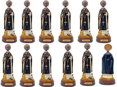 Set 12 Pcs St. Martin De Porres 5.5 '', Santo De La Escoba Resin Figure