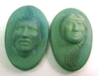 2 Van Briggle Indian Head Plaques, Little Star And Big Buffalo 5 3/4" x 3 3/4"