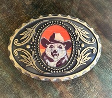 Cowboy Opossum Belt Buckle Antique Gold Western Fits 1.5 Inch Strap Rodeo Style