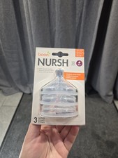 Boon NURSH Silicone Bottle Nipples Slow Flow 0m 3 Pack Baby Bottle Replacement