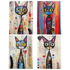 Funny Cat Kitchen Towels - Whimsical Cat Decorative Dish Towels Cats Hand Te