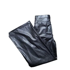 Ana A New Approach Faux Leather Pants Black Flare Leg Size 10