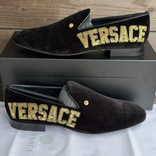 Versace Medusa Velvet Loafers Black Gold Men’s EU 43.5 / 10.5US