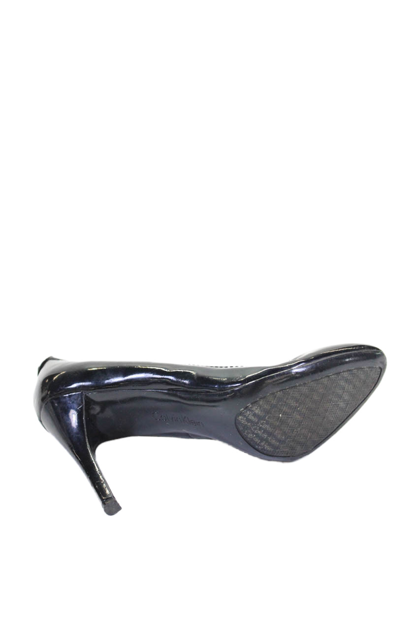 Calvin Klein Womens Patent Leather Slip On Pumps Black Size 8.5 thumbnail 4