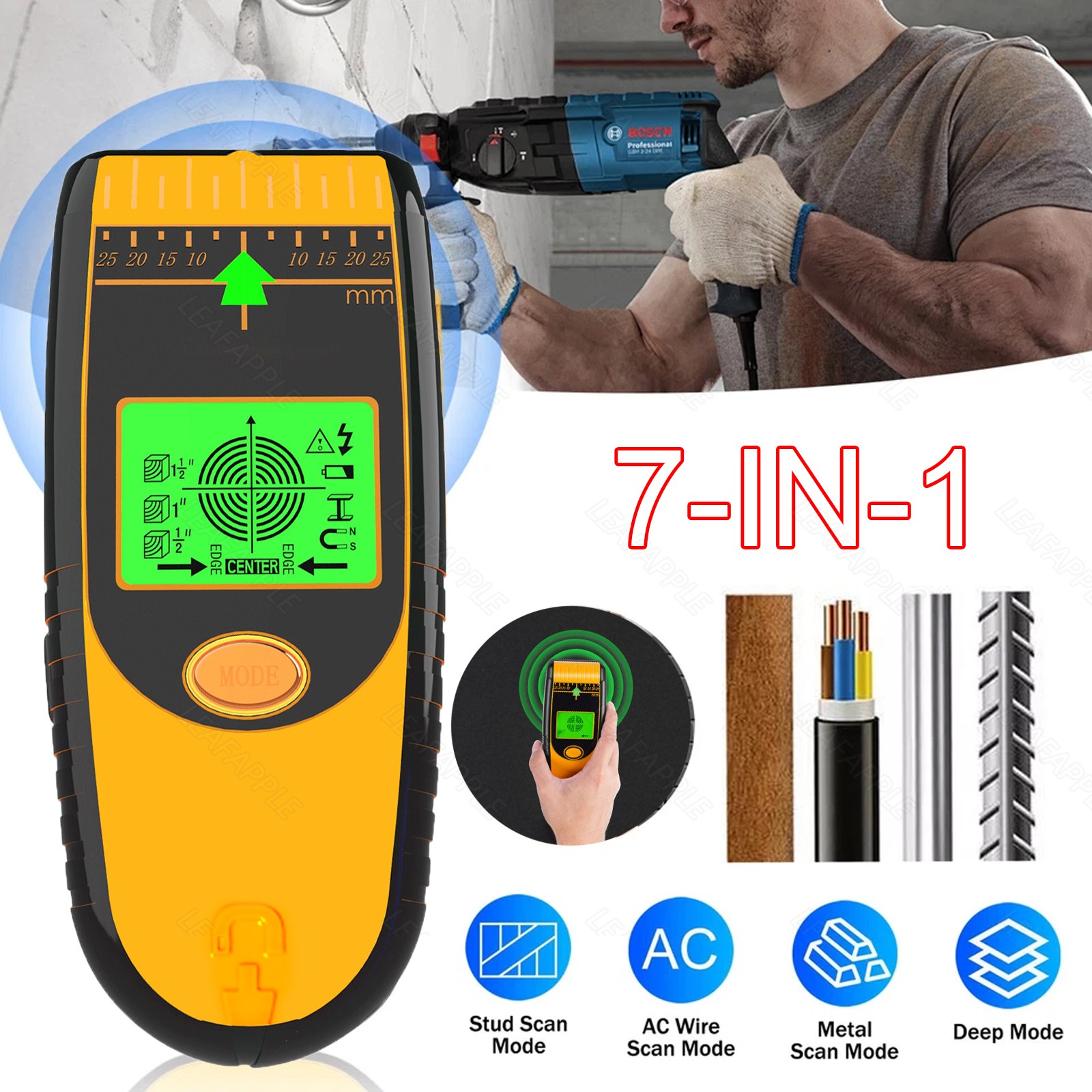 Stud Finder Tool Multifunctional Wire Sensor Detector 7-in-1 Stud Finder Tool