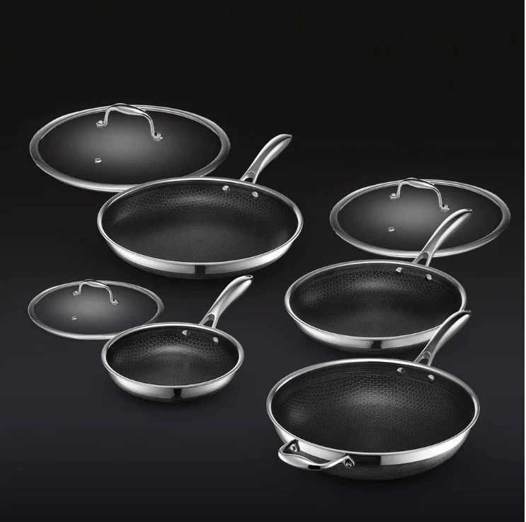 HexClad Hybrid Nonstick 7-Piece Cookware Set Compatible with All Cooktops