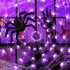 Halloween Decorations Spider Web Lights, 4FT Spider Web Lights with 12 inch
