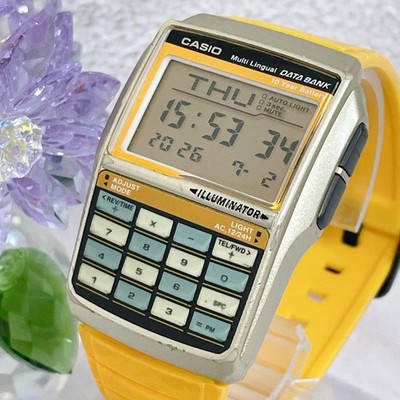 CASIO DATABANK DBC-32 Digital Yellow Watch Wrist 17cm From Japan