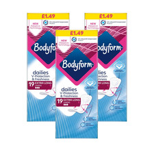 Bodyform Dailies Fresh Extra Long 19 Sanitary Panty Liners x3
