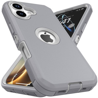For iPhone 16 Plus Heavy Duty Rubber Shockproof 3-Layer Protective Cover Case