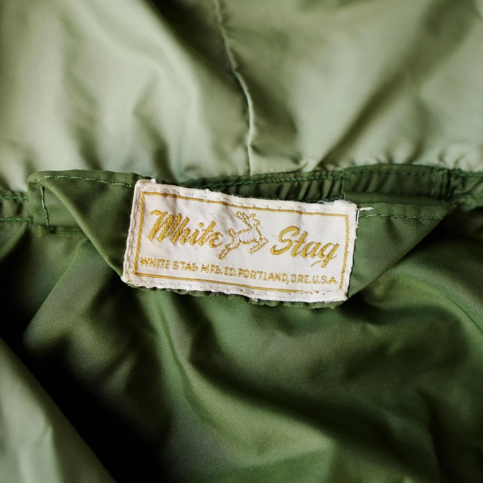 Vintage White Stag Jacket Mens Large Green 40s 50s Anorak Hooded Packable Talon - Image 3 of 4