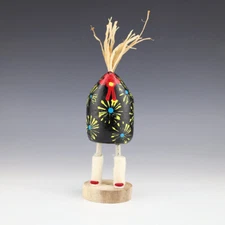 NATIVE AMERICAN NAVAJO FOLK ART CHICKEN IN MOCCASINS BY EDITH & GUY JOHN  