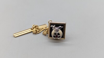 Freemason Tie Tack Vintage Scimitar Shriners Masonic Tie Pin with Chain