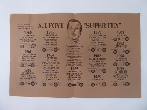 AJ Foyt Jr Appreciation Dinner 11x14 Program 1975 Vintage Indy 500 Rare - Picture 2 of 3