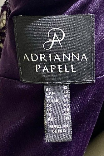 Adrianne Papell Purple Lace Stretch Fabric Long Gown Size 12 - Picture 7 of 7