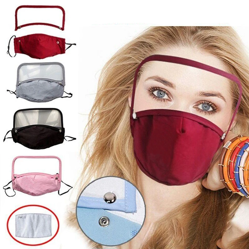 Mascarilla facial de algodón con protector de ojos extraíble protector facial exterior desmontable  Foto 2 de 4