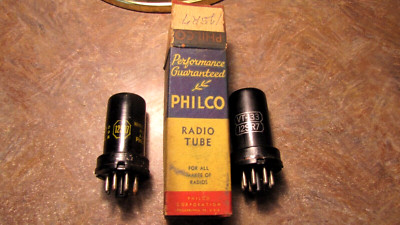 Vintage Pair 1940s NOS Philco & Ken-Rad 12SR7 metal Valve TUBES  Tested unused