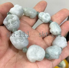 Certyfikowana naturalna klasa A Jadeitowa zielona Jadeitowa rzeźba Bransoletka z głową Buddy