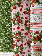 Timeless Treasures Strawberry Bouquet  Cotton Fabric by the yard,1/2 yd
