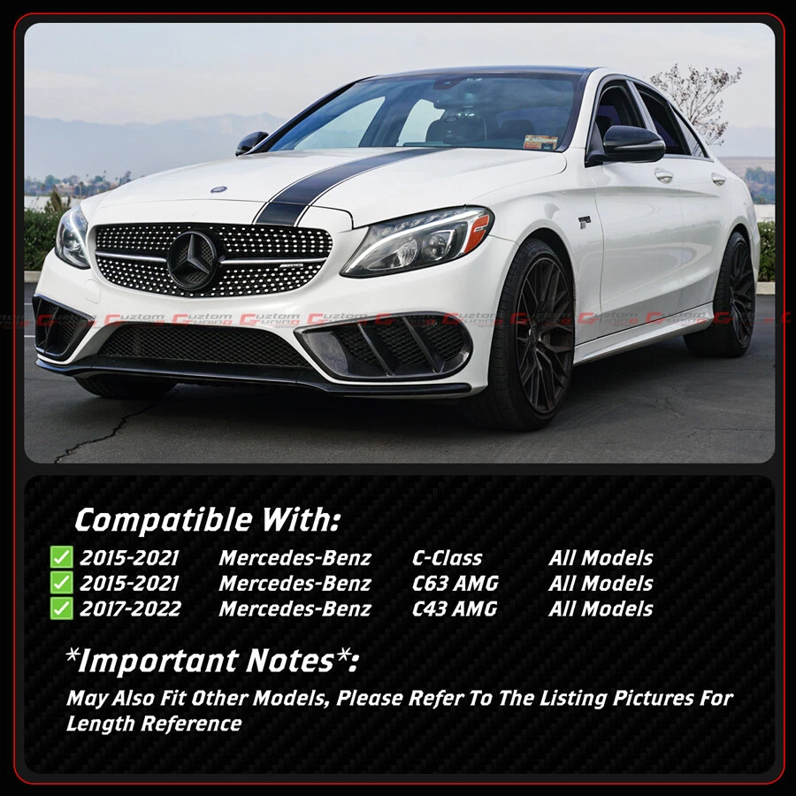 For 2015-21 Mercedes Benz W205 C300 C43 AMG CMT Gloss Black Side Skirt Extension - Image 3 of 4