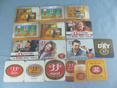 Lot of 15 different SOUS BOCK 33 EXPORT beer mats bierviltje Bierdeckel B17