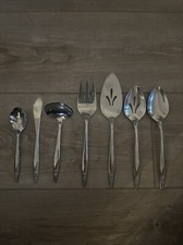 7 PCs International Silver INS88 Stainless IS Rose Tip Serving Set Spoon Fork