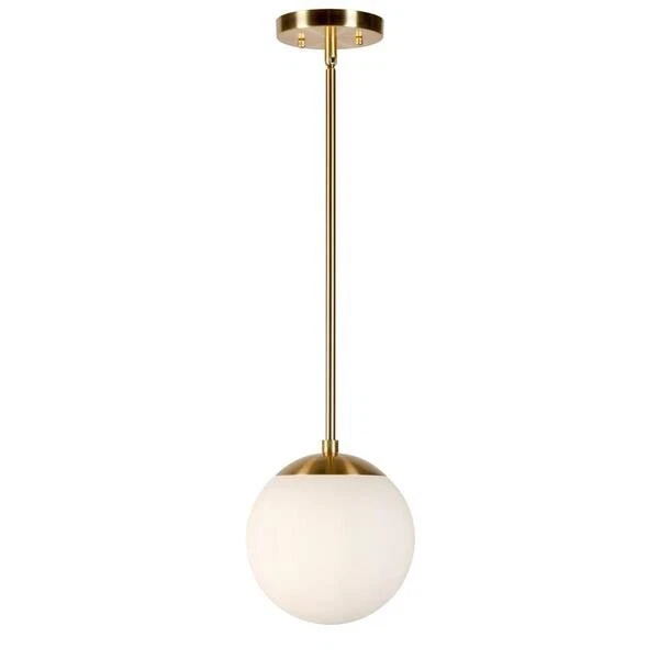 Selene 1-Light Soft Gold Mini Pendant wth Satin Opal Globe Glass Shade - Image 2 of 4