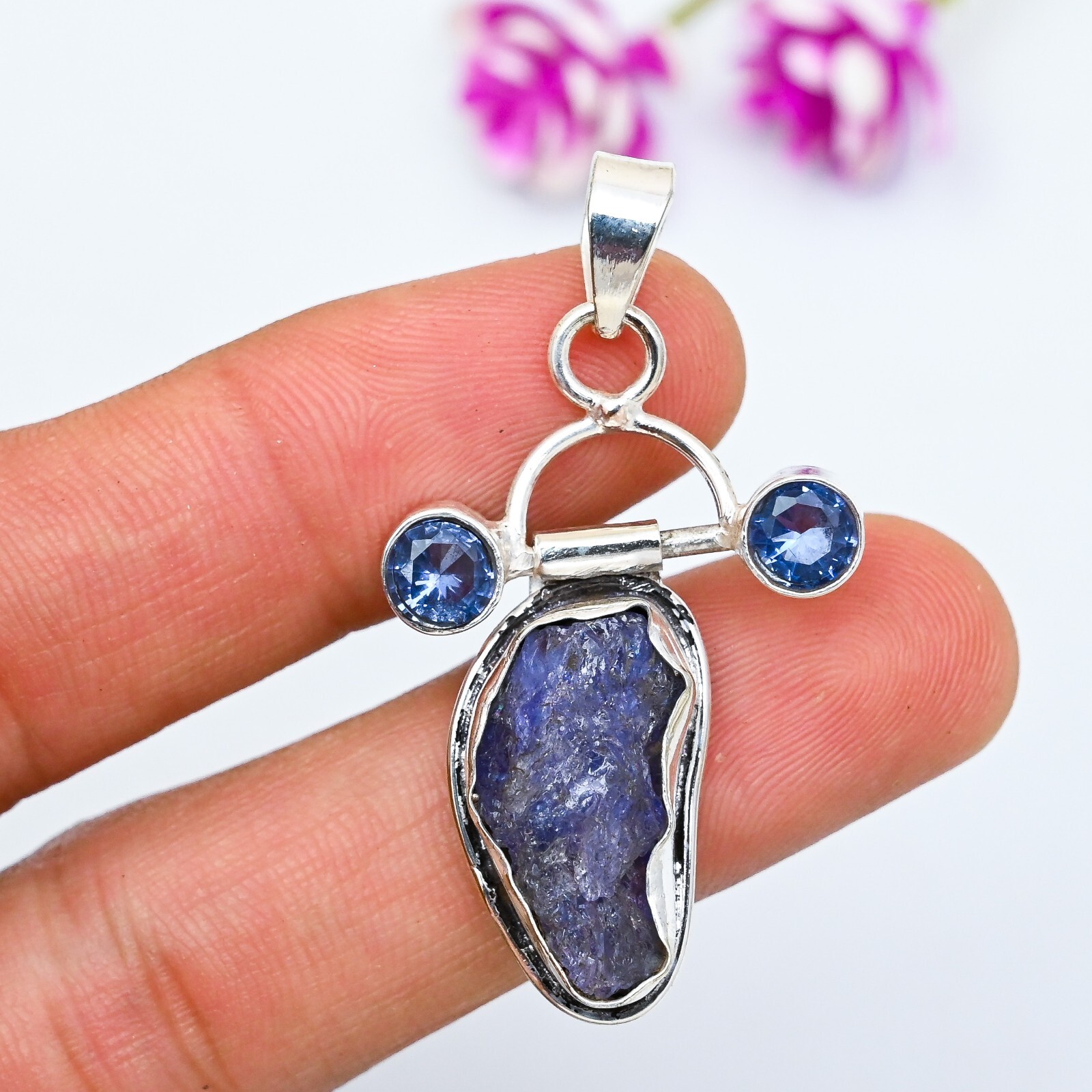 Natural Tanzanite Gemstone Pendant 925 Sterling Silver Jewelry Gift For Birthday