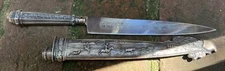 Vintage Elmo Inox Gaucho Knife /w Silver Scabbed Horses Western Cattle