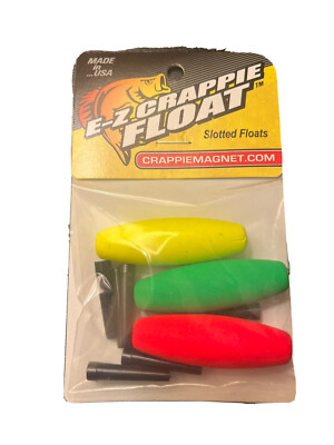 6 Lelands E-Z Crappie 2'' Slotted Cigar Floats Fishing Bobbers Colors As Pictured