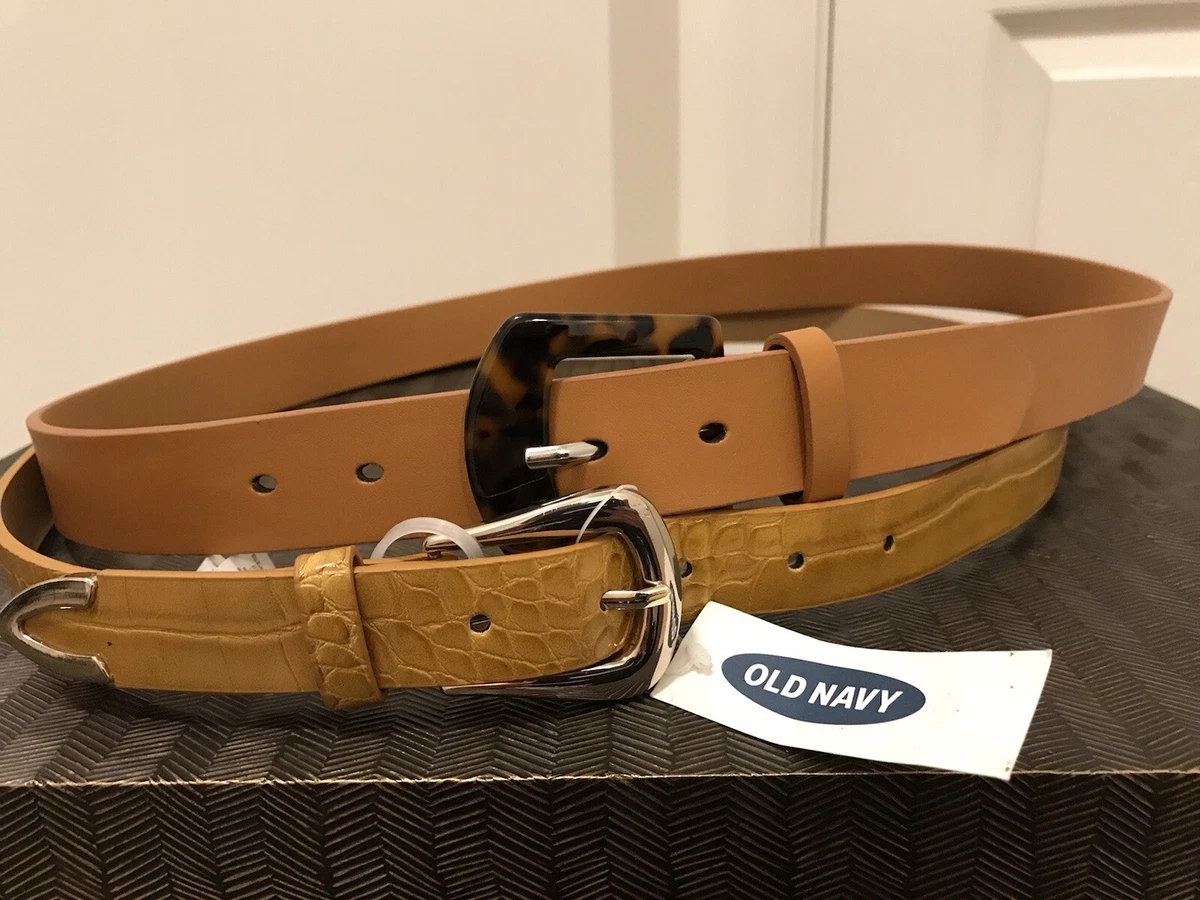 Set of 2 Old Navy Belts XL 1X 2X Congac Tortoise Gold