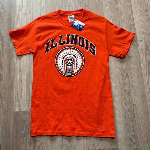 NWT Men's Vintage 2000's Illinois Fighting Illini Orange Blue Tee Shirt Sz Small