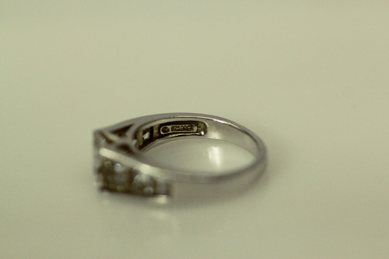 925 Silver Size 9 Rectangular CZ with Baguette Ac… - image 4