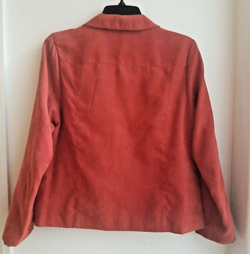 Jaqueta feminina Studio Works laranja camurça com zíper manga longa forrada tamanho 10 pequena - Imagem 2 de 4