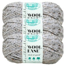  3 Pack Lion Brand Yarn 640-154D Wool-Ease Thick  Quick Bulky Yarn, GreyMarble